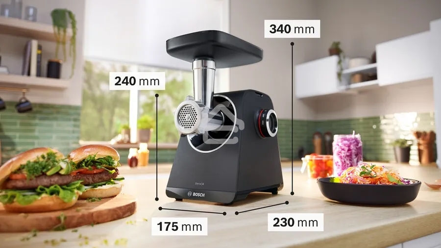Мясорубка Bosch MFWS440B, 1900W, черный