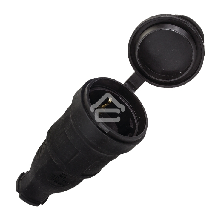 Розетка переносная 16А 230В 2P+PE с защ. крышкой IP44 каучук EKF RPS-012-16-230-44