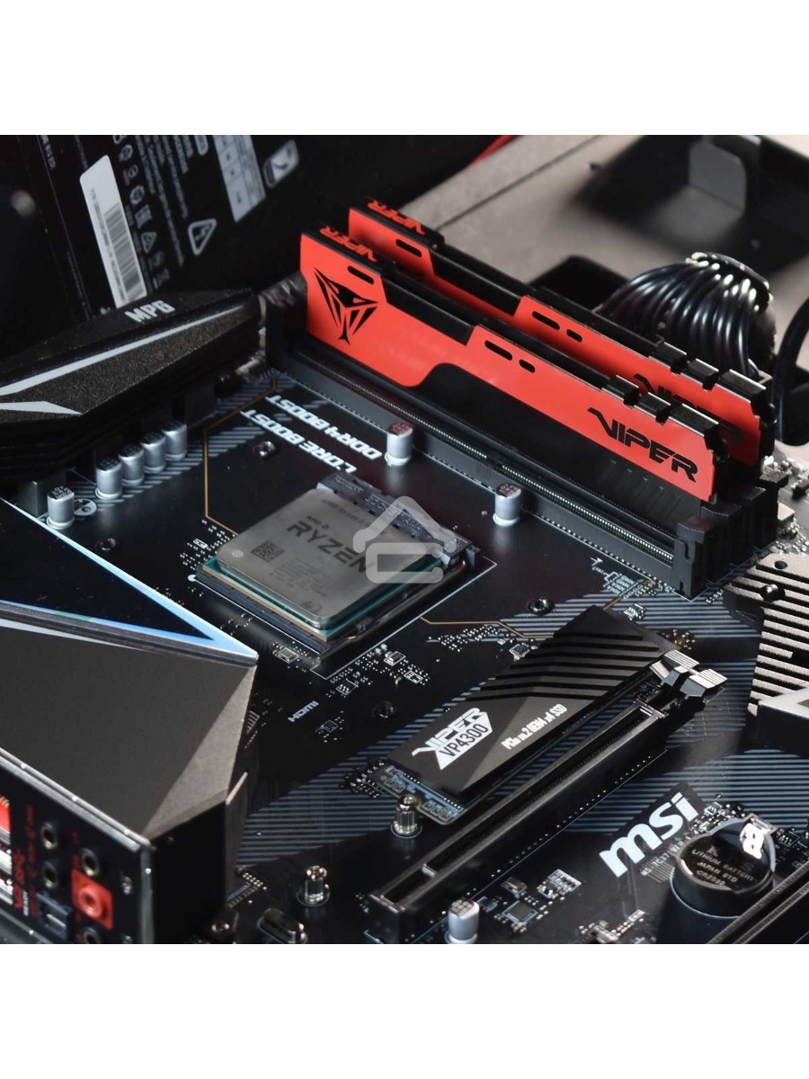 Оперативная память Patriot Viper Elite II, DDR4, 16GB (1x16 GB), 3200 MHz, CL18, DIMM, радиатор, красный, чёрный
