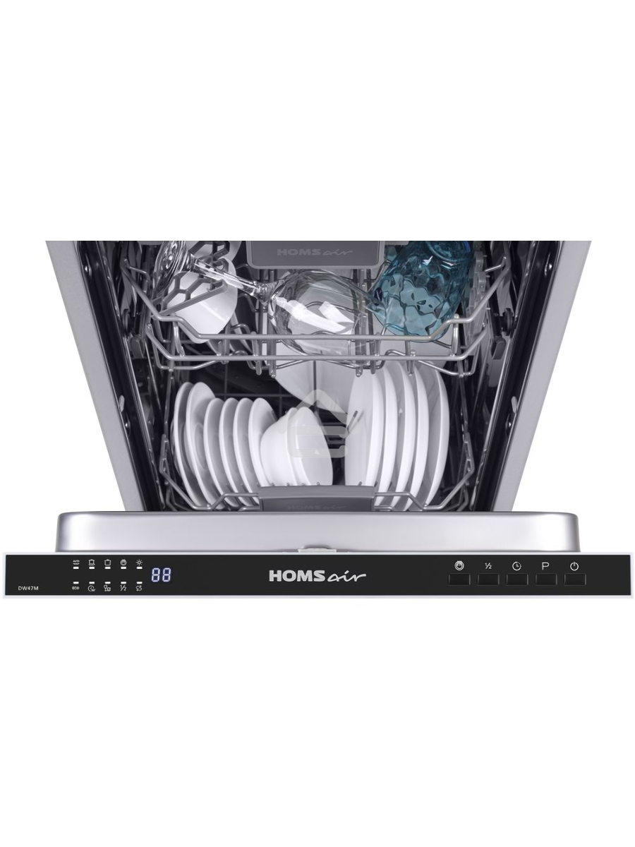Встраиваемая посудомоечная машина HOMSair DW47M, черный, 44.5 см, 10 компл., 47 дБ, класс A++