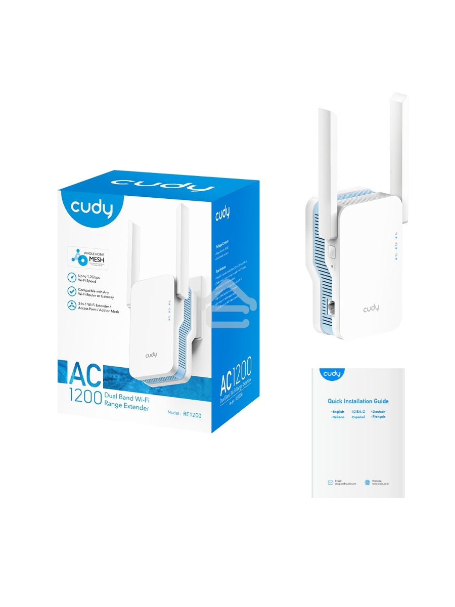Повторитель беспроводного сигнала Cudy RE1200 AC1200 10/100BASE-TX/Wi-Fi белый