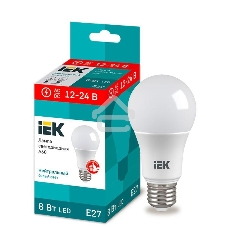 Лампа светодиодная IEK LLE-A60-08-12-24-40-E27 A60 шар 8Вт 12-24В 4000К E27 (низковольтная)