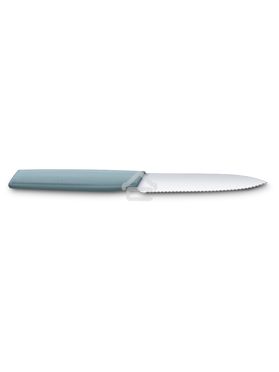 Нож кухонный Victorinox Swiss Modern (6.9006.10W21) стальной разделочный лезв.100мм серрейт. заточка серый