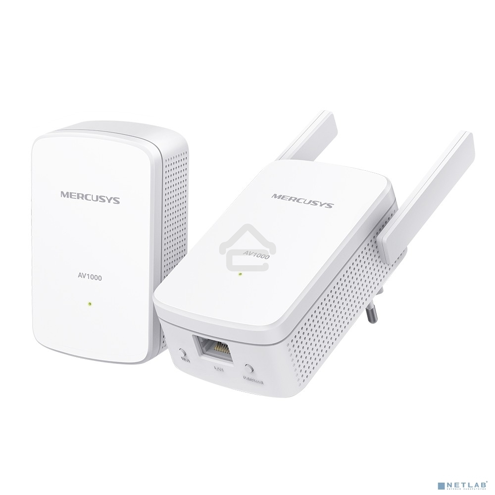 Комплект гигабитных Wi-Fi адаптеров Mercusys Powerline AV1000 Powerline kit with 300Mbps Wi-Fi, plug and play, up to 300 meters over an existing electrical circuit, the kit includes a MP510 and a MP500.