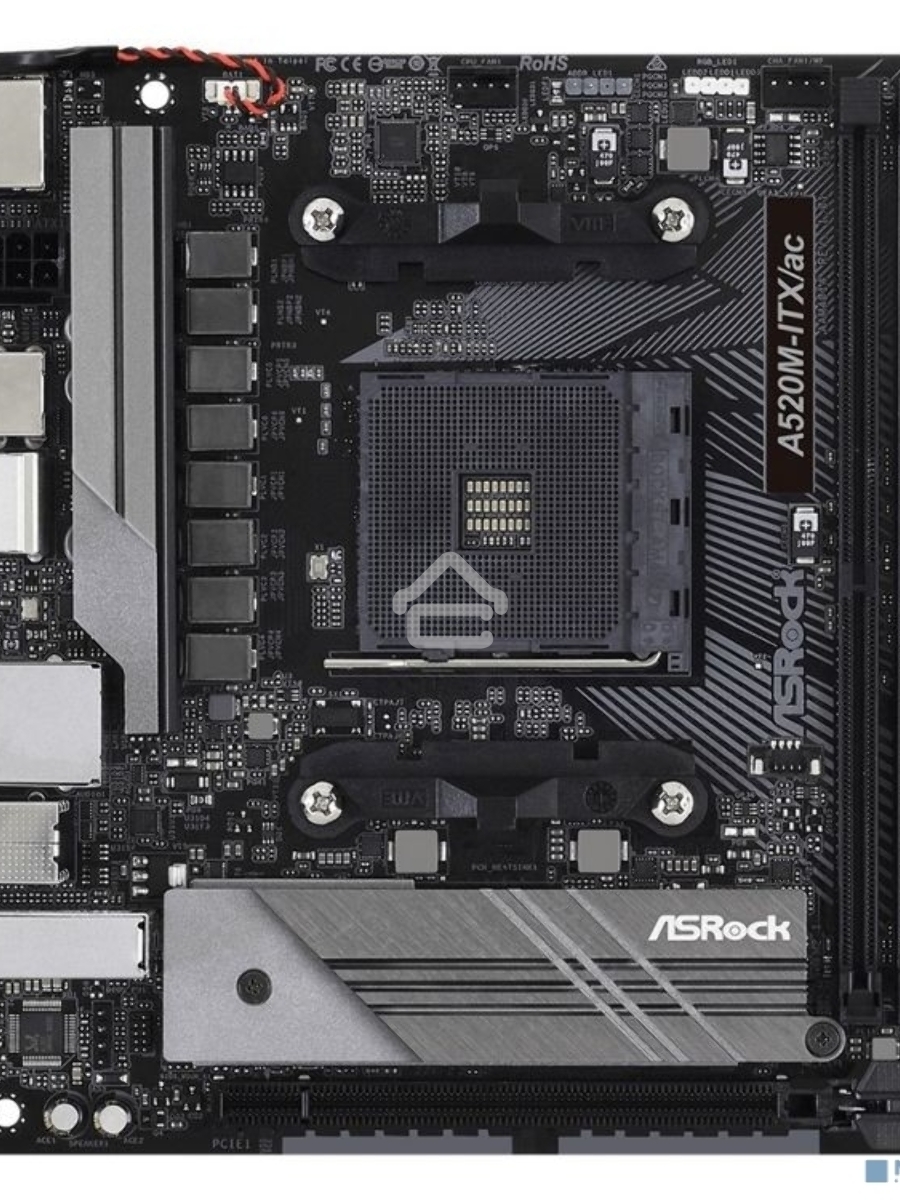 Материнская плата ASRock A520M-ITX/AC, AM4, AMD A520, 2xDDR4, 4xSATA, 1xM.2 PCIe, 1xPCIe 3.0 x16, 1xHDMI, 1xDP, 1x1Gb LAN, Wi-Fi, Bluetooth, 2xUSB-A 2.0, 3xUSB-A 3.2 Gen 1, 1xUSB-C 3.1, 3x3.5 мм, 7.1, Mini-ITX