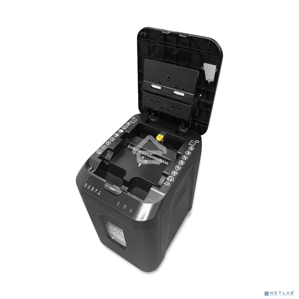 Шредер ГЕЛЕОС АП40-4, DIN P-4 (4 ур-нь секр.), фрагмент 3,9х12мм, АВТОПОДАЧА 170 лист (70г/м2), пл.карты/скрепки/скобы, 37 литров