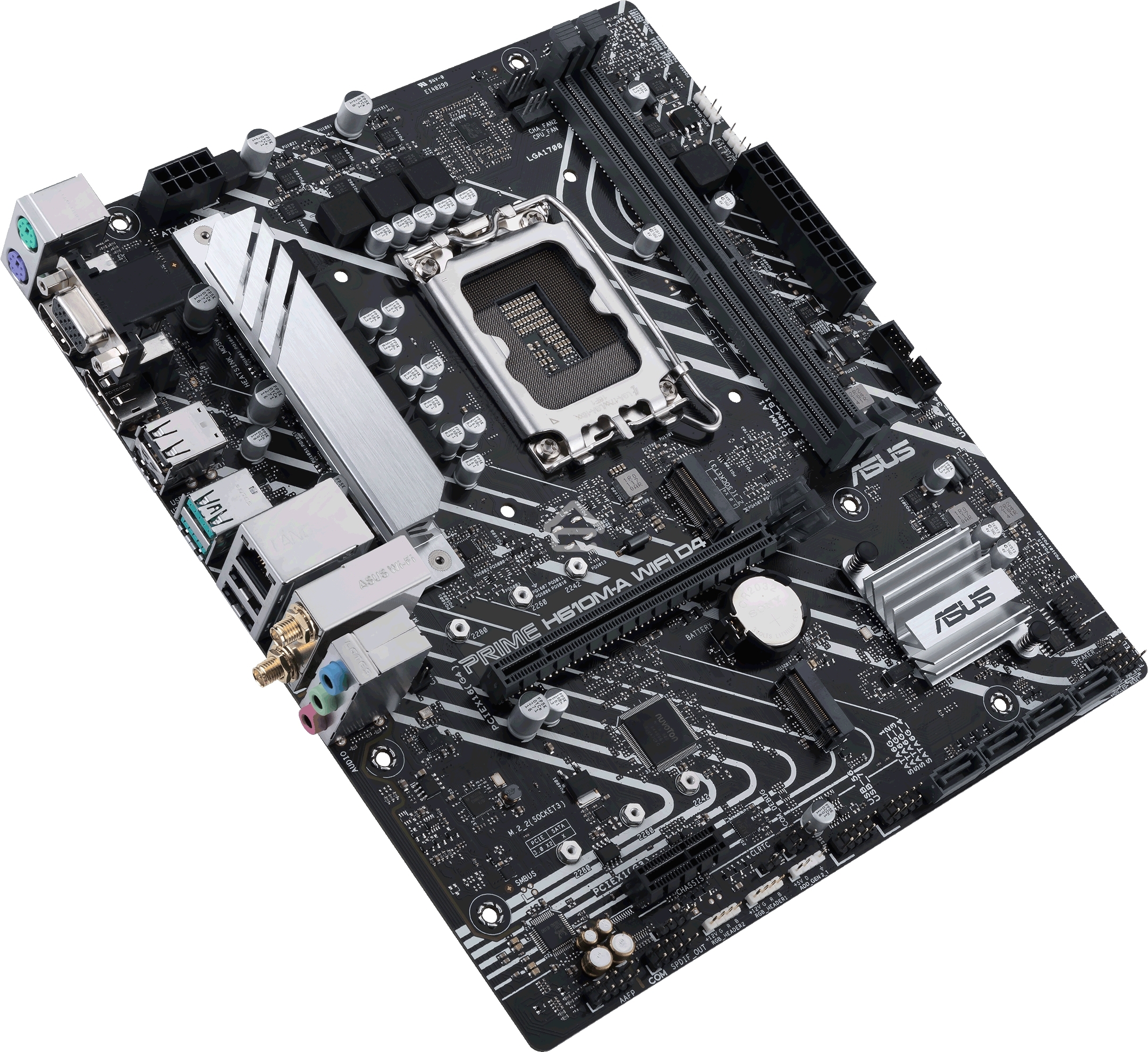 Материнская плата ASUS PRIME H610M-A WIFI D4, LGA 1700, Intel H610, 2xDDR4, 4xSATA, 2xM.2, 1xPCI-E 4.0 x16, 1xHDMI, 1xDisplayPort, 1x 1Gb LAN, 2xUSB-A 3.2 Gen 2, 4xUSB-A 2.0, 3x3.5 мм, 7.1, Micro-ATX