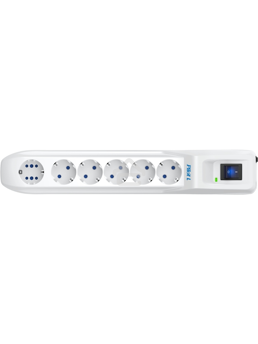 Сетевой фильтр Pilot L GP 6 розеток (5 евро + 1GP) 7 м/ Surge protector Pilot L GP 6 outlets (5 EUR + 1GP) 7 m white