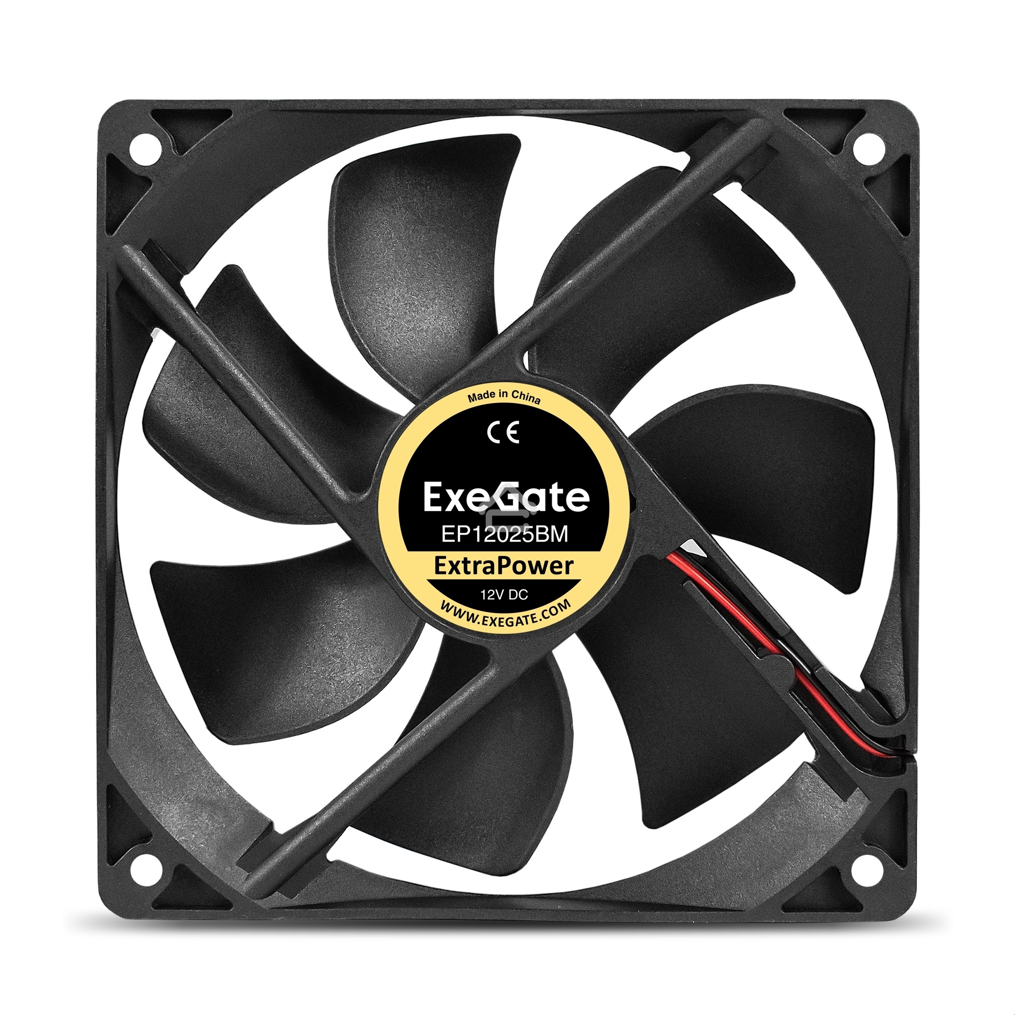 Вентилятор для корпуса ExeGate ExtraPower EP12025BM черный, 120 мм, 1850 об/мин, 30 дБ, 2 pin