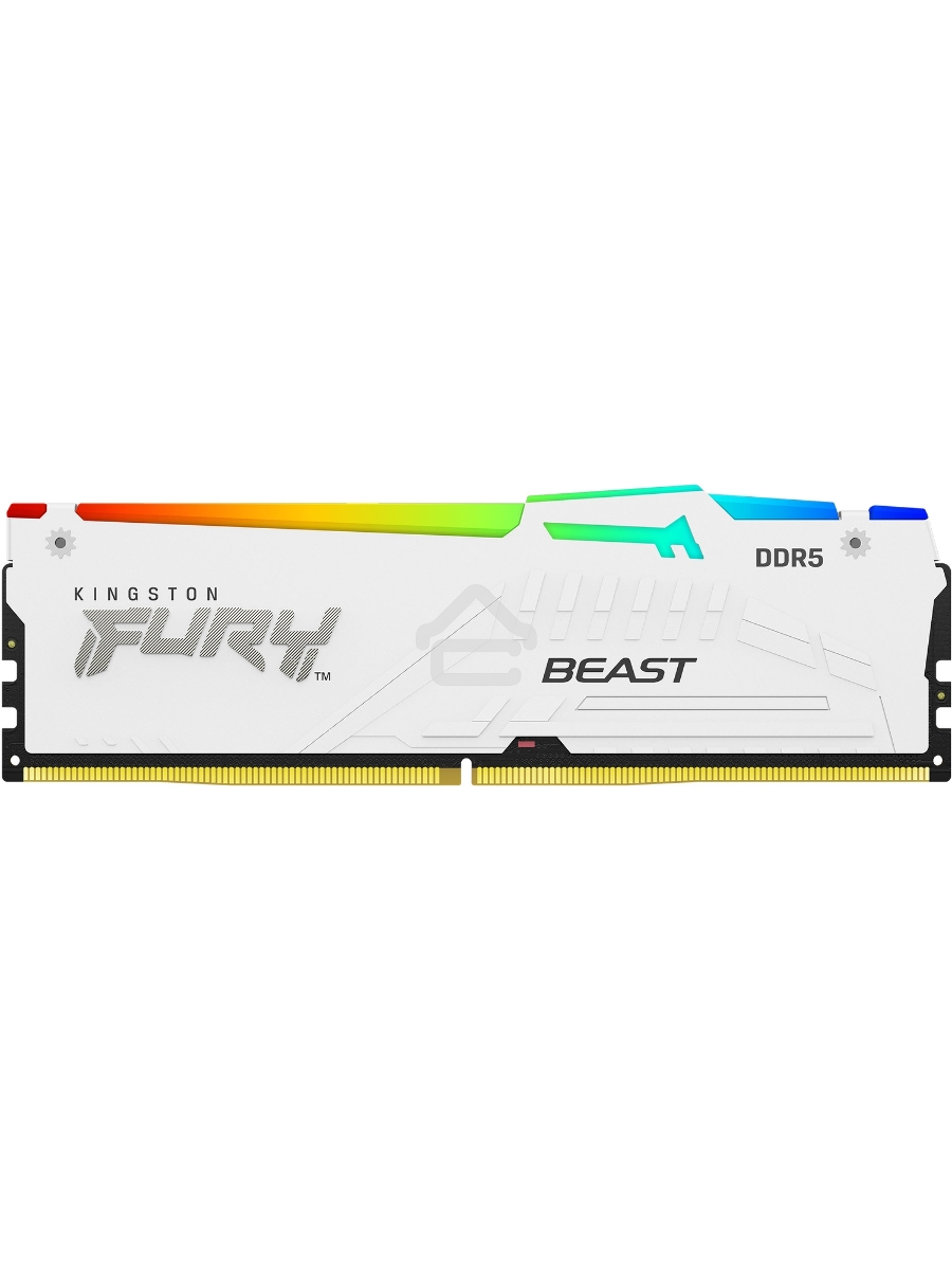 Оперативная память Kingston Fury Beast, DDR5, 32GB (1x32 GB), 6400 MHz, CL32, DIMM, радиатор, RGB, белый
