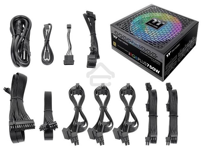 Блок питания Thermaltake Toughpower iRGb PLUS 750W RTL (PS-TPI-0750F3FDGE-1), 750Вт, 80 PLUS Gold, 140мм, модульный, черный