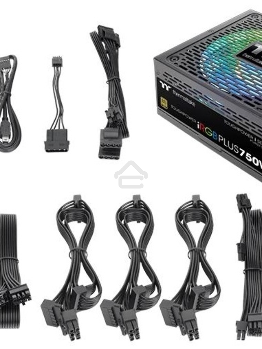 Блок питания Thermaltake Toughpower iRGB PLUS 750W RTL (PS-TPI-0750F3FDGE-1), 750Вт, 80 PLUS Gold, 140мм, модульный, черный