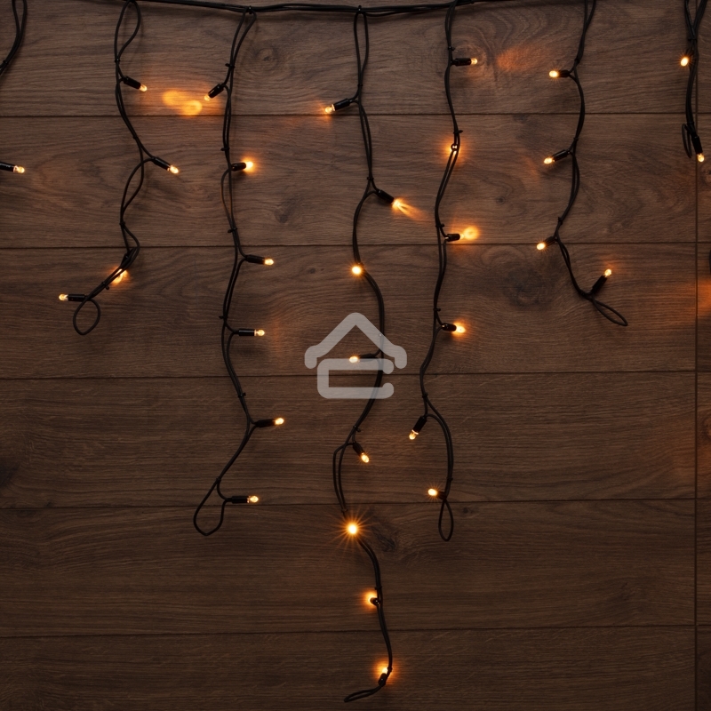 Гирлянда Neon-night Айсикл (Бахрома) светодиодная 3,2х0,9 м, с эффектом мерцания, 120 LED, черный провод каучук, теплое белое свечение