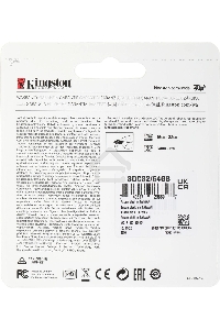 Флеш карта microSDHC 64GB microSDXC Class10 Kingston <SDCS2/64GB> Class10 UHS-I Canvas Select up to 100MB/s с адапт.