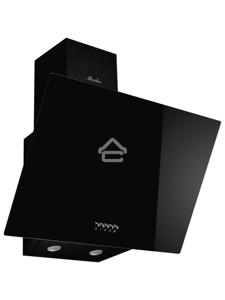 Наклонная вытяжка MONSHER ASTRA 50 Noir, ширина 50 см, отвод/рециркуляция, 700 м3/час, механическое кнопочное управление, 3 скорости, светодиодное освещение 2*1 Вт, металлические жироулавливающие фильтры, угольный фильтр KM 101 (опция), цвет: чёрный ПРОМО