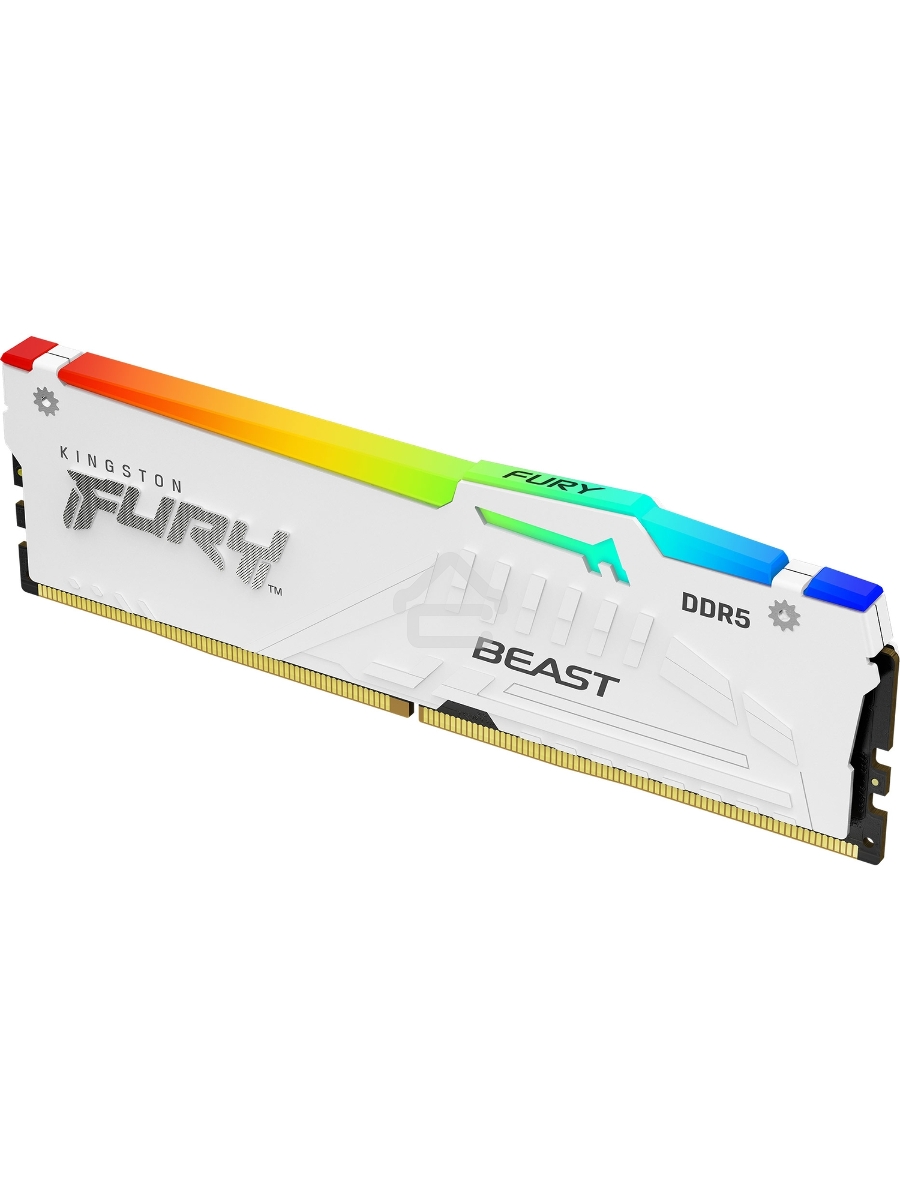 Оперативная память Kingston Fury Beast, DDR5, 32GB (1x32 GB), 6400 MHz, CL32, DIMM, радиатор, RGB, белый