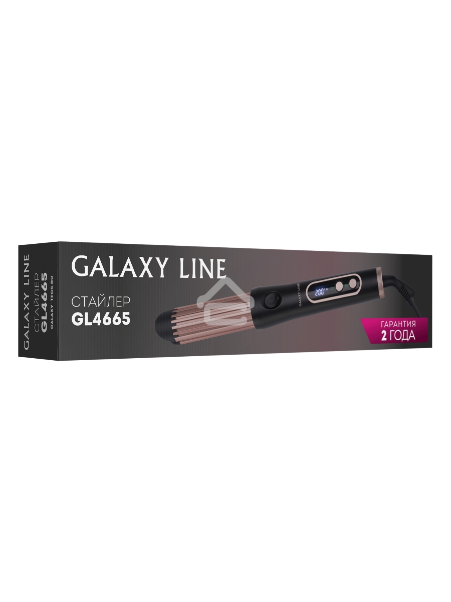 Стайлер Galaxy Line GL 4665, черный, 30-50 Вт, регул. темп. (120-200°C), авт. блок. темп., светодио. дисп., нагреват. элем. с защ. от перег., плав. пласт. с керам. покр., раб. поверх. диам. 36 мм, функ. 
