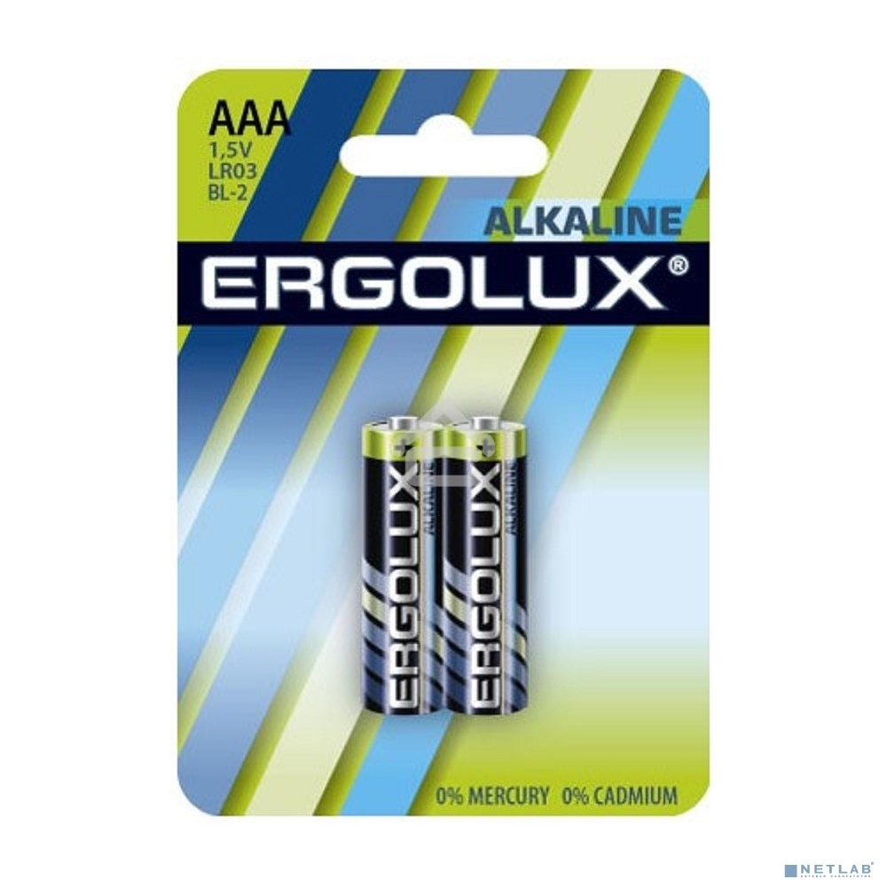 Элемент питания алкалиновый Ergolux LR03 BL-2 1.5В Alkaline (блист.2шт)