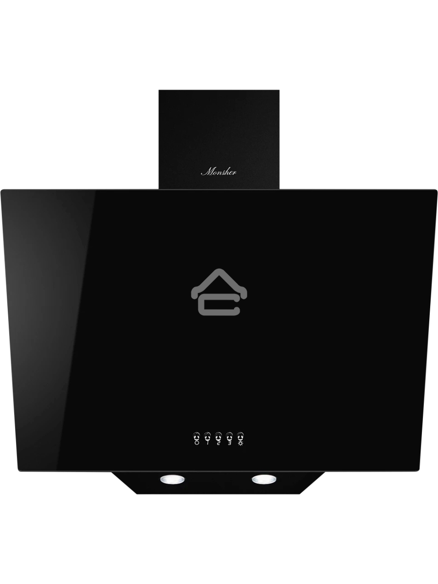 Наклонная вытяжка MONSHER ASTRA 50 Noir, ширина 50 см, отвод/рециркуляция, 700 м3/час, механическое кнопочное управление, 3 скорости, светодиодное освещение 2*1 Вт, металлические жироулавливающие фильтры, угольный фильтр KM 101 (опция), цвет: чёрный ПРОМО