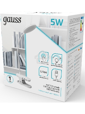 Светильник Gauss GTL205 (GT2051) настольный на прищепке LED белый/белый 5Вт