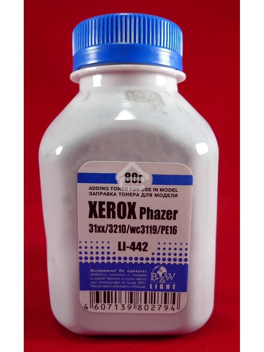 Тонер XEROX Phaser 31xx/3100/3200/3210/WC3119/PE 16 (фл, 80г) B&W Light фас России