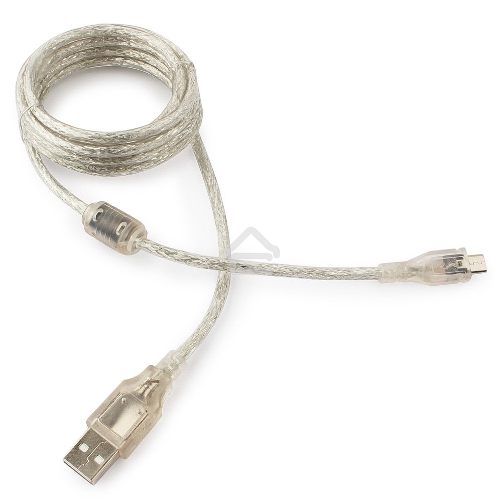 Кабель Cablexpert USB2.0 Pro, AM/microBM, 1,8м, экран, феррит.кольцо, прозрачны (CCP-mUSB2-AMBM-6-TR)