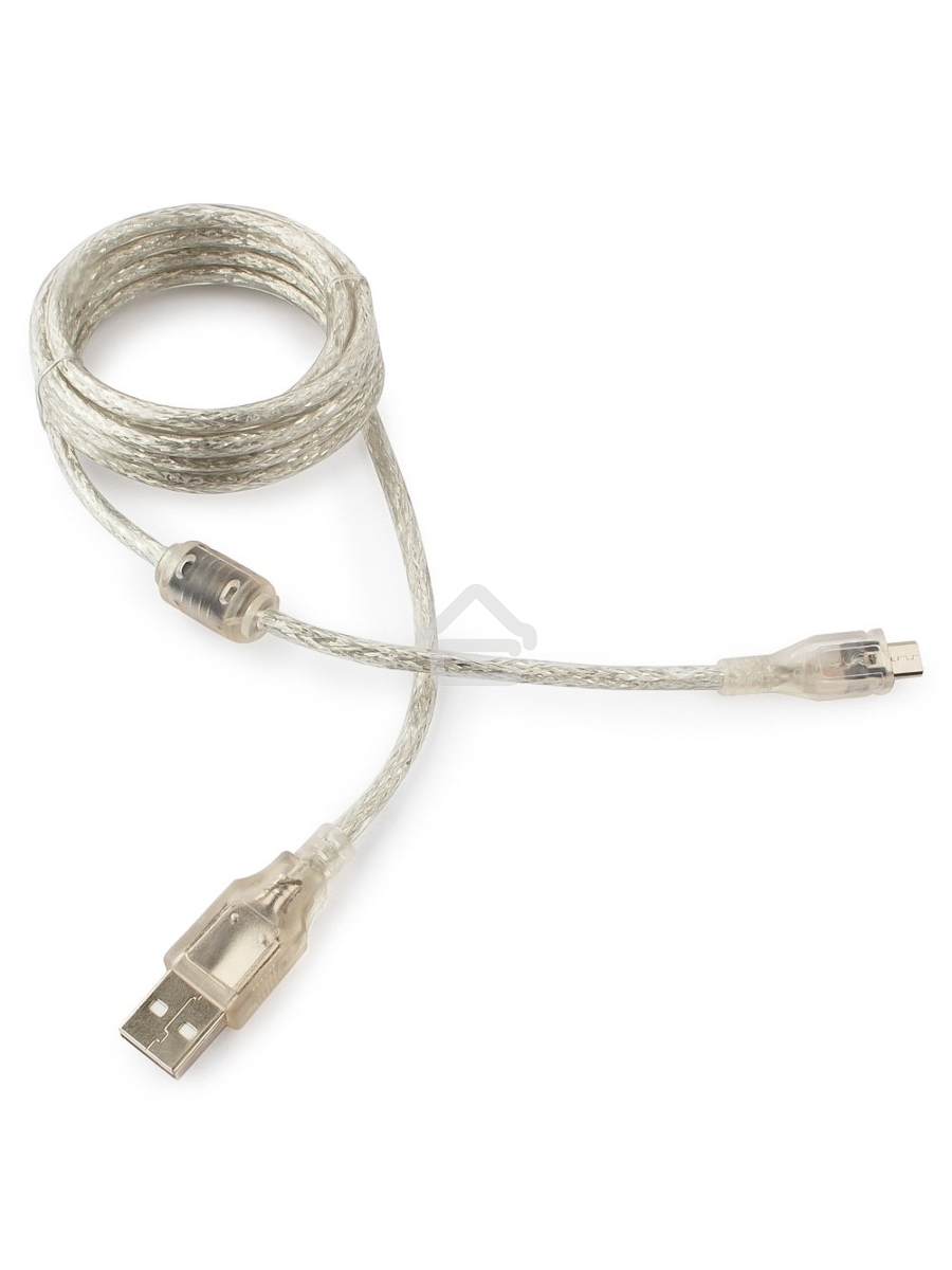 Кабель Cablexpert USB 2.0 Pro, AM/microBM, 1,8м, экран, феррит.кольцо, прозрачны (CCP-mUSB2-AMBM-6-TR)