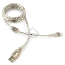Кабель Cablexpert USB2.0 Pro, AM/microBM, 1,8м, экран, феррит.кольцо, прозрачны (CCP-mUSB2-AMBM-6-TR)