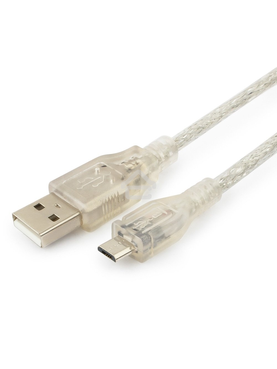 Кабель Cablexpert USB 2.0 Pro, AM/microBM, 1,8м, экран, феррит.кольцо, прозрачны (CCP-mUSB2-AMBM-6-TR)