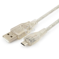 Кабель Cablexpert USB2.0 Pro, AM/microBM, 1,8м, экран, феррит.кольцо, прозрачны (CCP-mUSB2-AMBM-6-TR)