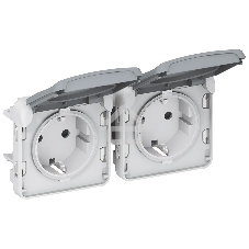 Механизм розетки 2-м СП Plexo горизонт. с защ. крышкой с заземл. IP55 сер. Legrand 069576