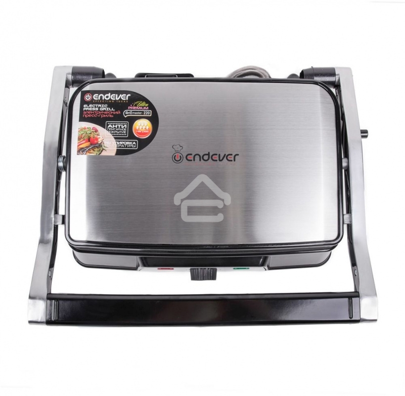 Электрический пресс-гриль Endever Grillmaster 220, серебристый/черный