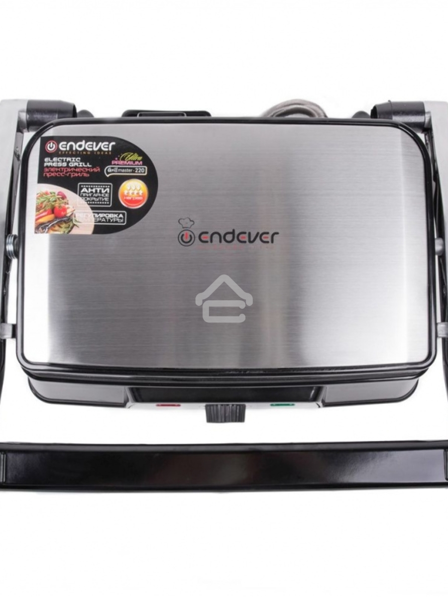 Электрический пресс-гриль Endever Grillmaster 220, серебристый/черный