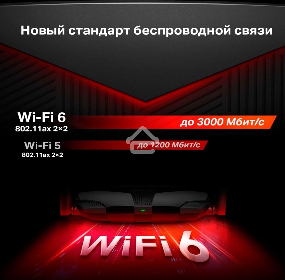 Двухдиапазонный роутер MERCUSYS AX3000 Wi-Fi 6, до 574 Мбит/с на 2,4 ГГц + до 2402 Мбит/с на 5 ГГц,4 фиксированные внешние антенны, 3 гигабитных порта LAN, 1 гигабитный порт WAN