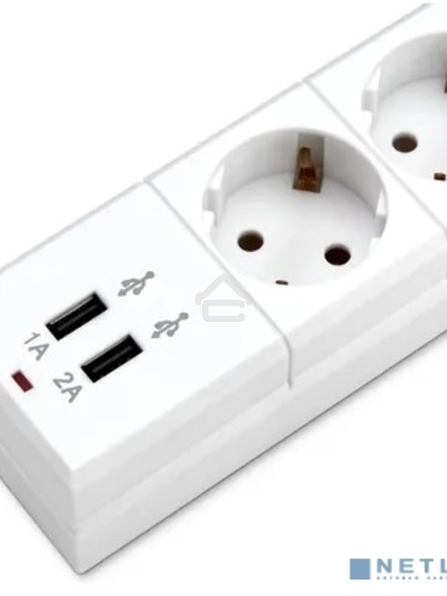 Сетевой фильтр Buro BU-SP1.8_USB_2A-W 1.8м (6 розеток) белый (коробка)
