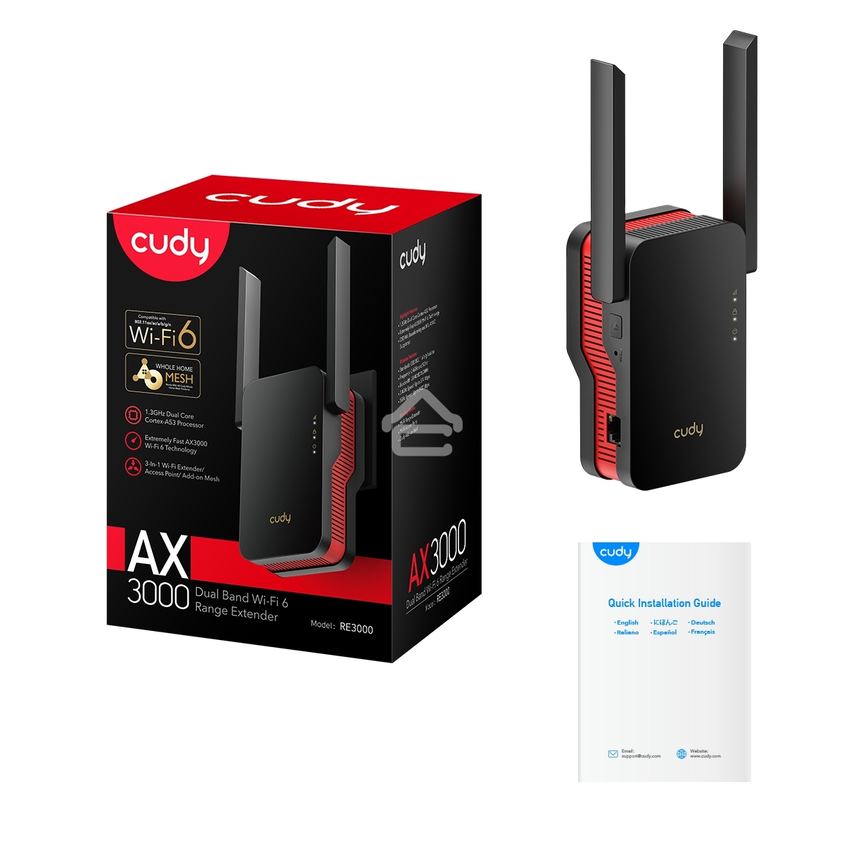 Повторитель беспроводного сигнала Cudy RE3000 AX3000 Wi-Fi черный