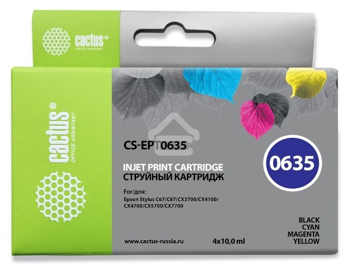 Картридж струйный Cactus CS-EPT0635 многоцветный (40 мл) для Epson Stylus C67/C87/CX3700/CX4100/CX4700