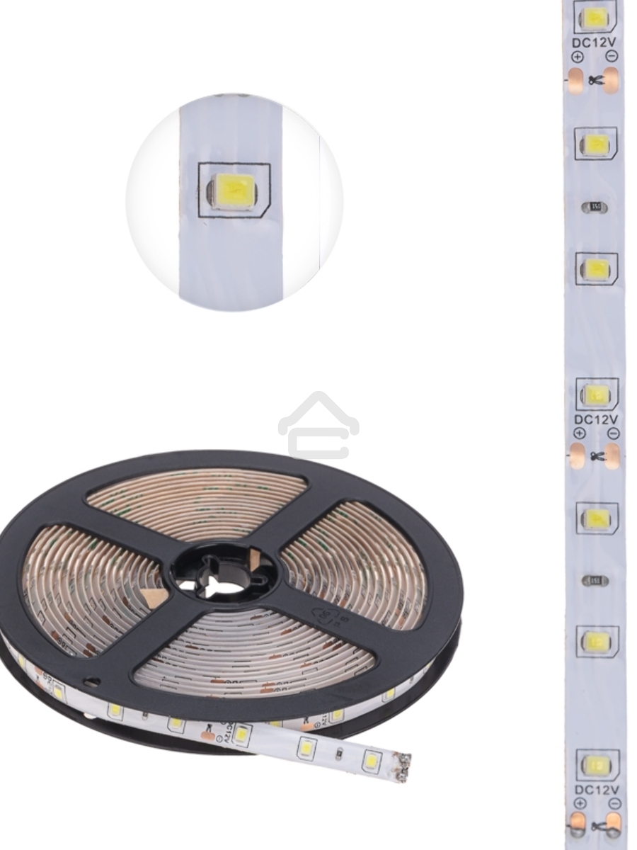 Лента LED 5 м 12 В 2835 6500 К IP65 60 LED/м для БП с клеммами LAMPER