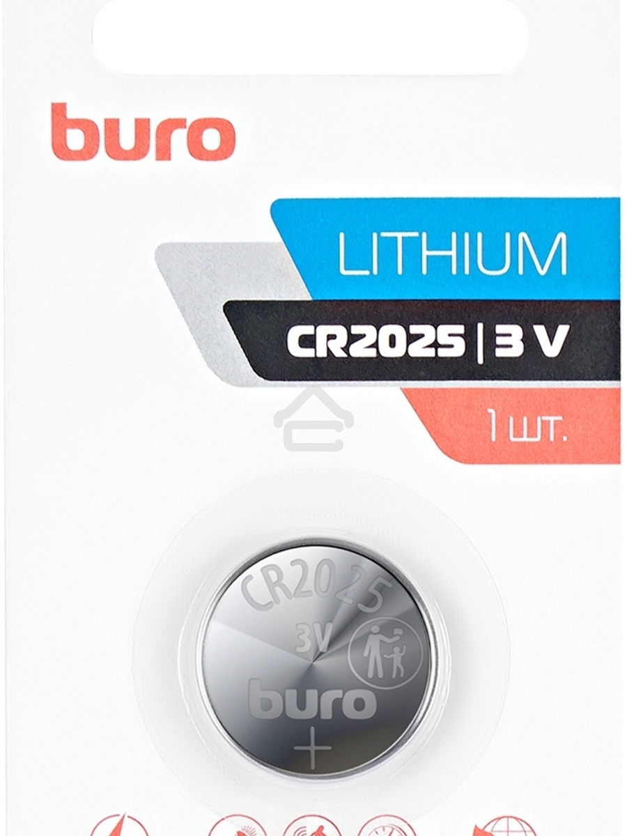 Батарея Buro Lithium CR2025 (1шт) блистер, 3 В