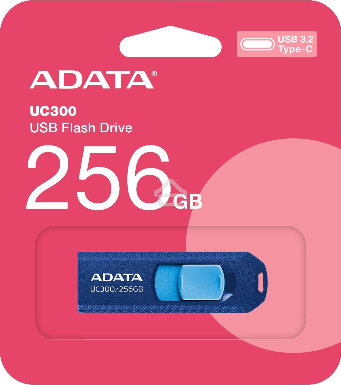 Флешка USB ADATA UC300 (ACHO-UC300-256G-RNB/BU), 256Gb, USB 3.2 Gen1, R/W 100/30, синий/голубой