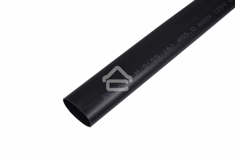 Термоусаживаемая трубка клеевая Rexant 55,0/16,0 мм, (3-4:1), черная, упаковка 2 шт. по 1 м
