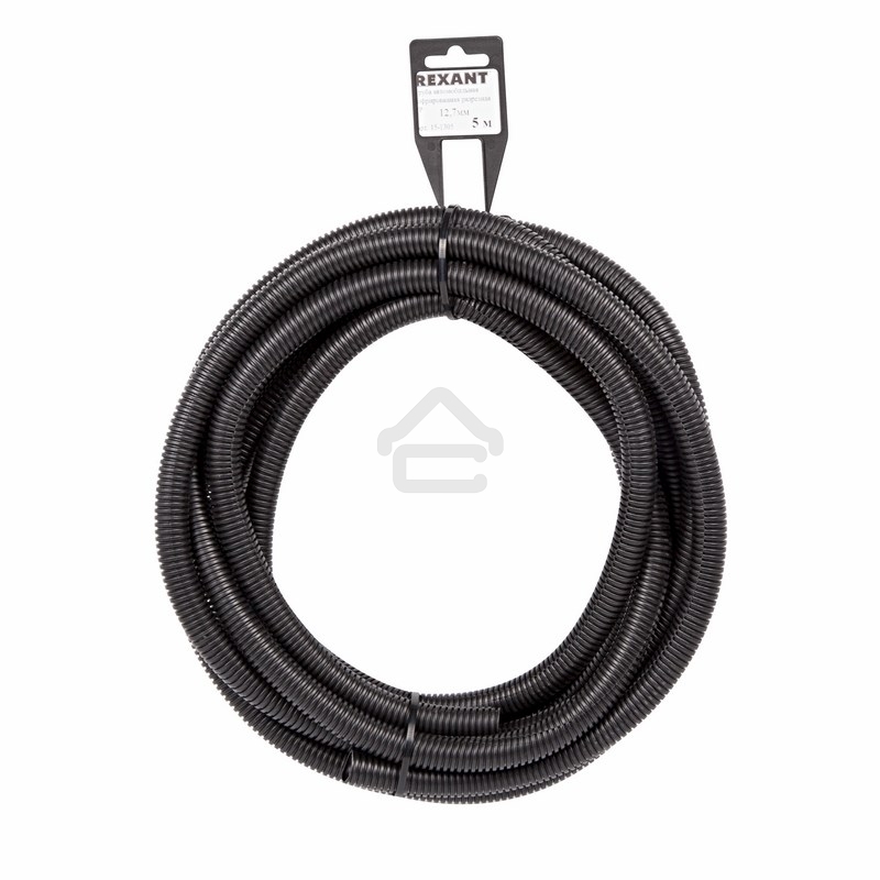 Труба автомобильная гофрированная ПП Rexant Ø12,7 мм, разрезная, бухта 5 м/уп.