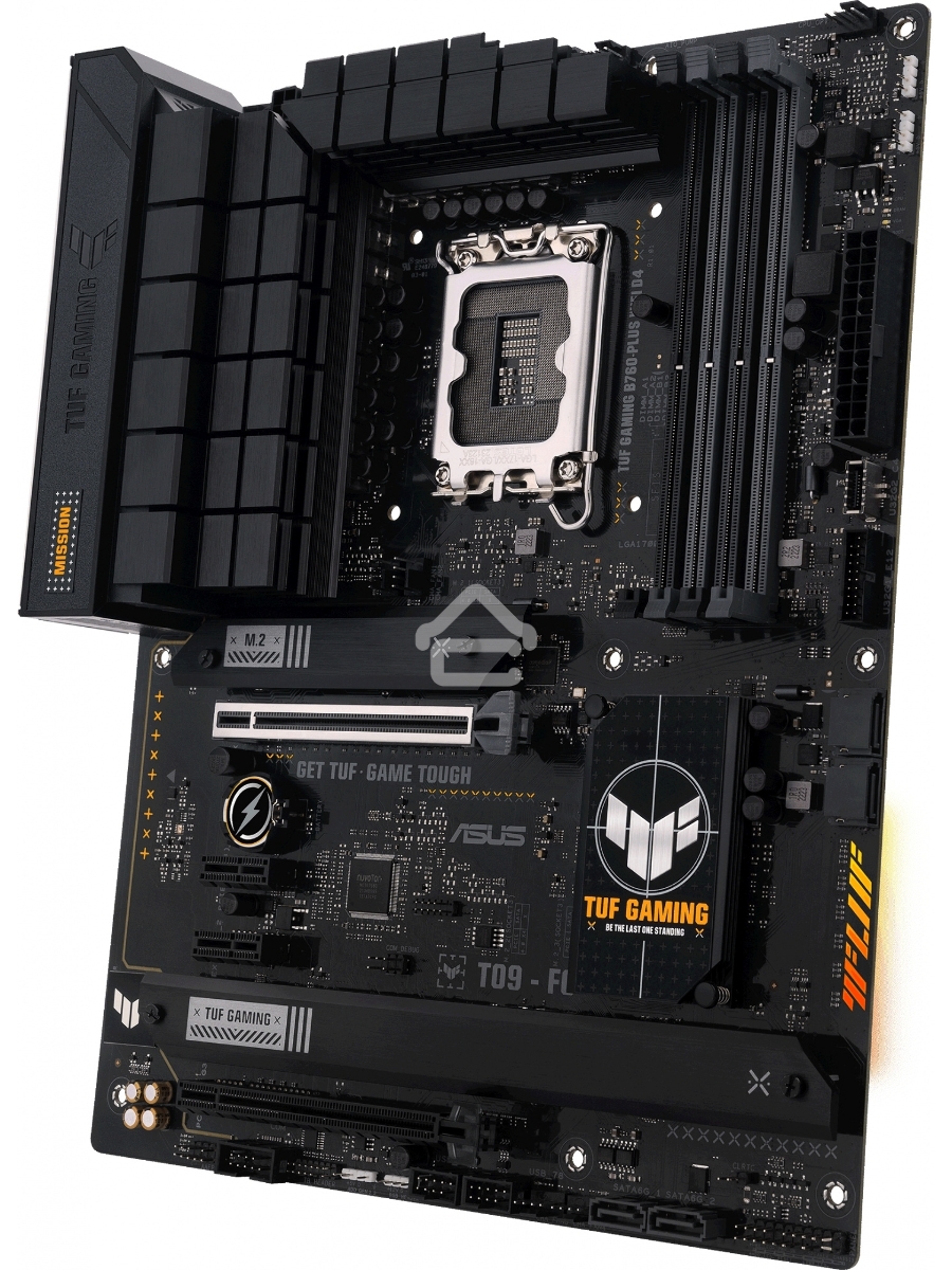 Материнская плата ASUS TUF GAMING B760-PLUS WIFI D4, LGA 1700, Intel B760, 4xDDR4, 4xSATA, 3xM.2, 1xPCI-E 5.0 x16, 1xPCI-E 3.0 x4, 1xUSB-A 3.2 Gen 2, 3xUSB-A 3.2 Gen 1, 1xUSB-C 3.2 Gen 2x2, 1x2.5Gb LAN, 5x3.5 мм, 7.1, Wi-Fi 6, Bluetooth 5.2, Standard-ATX
