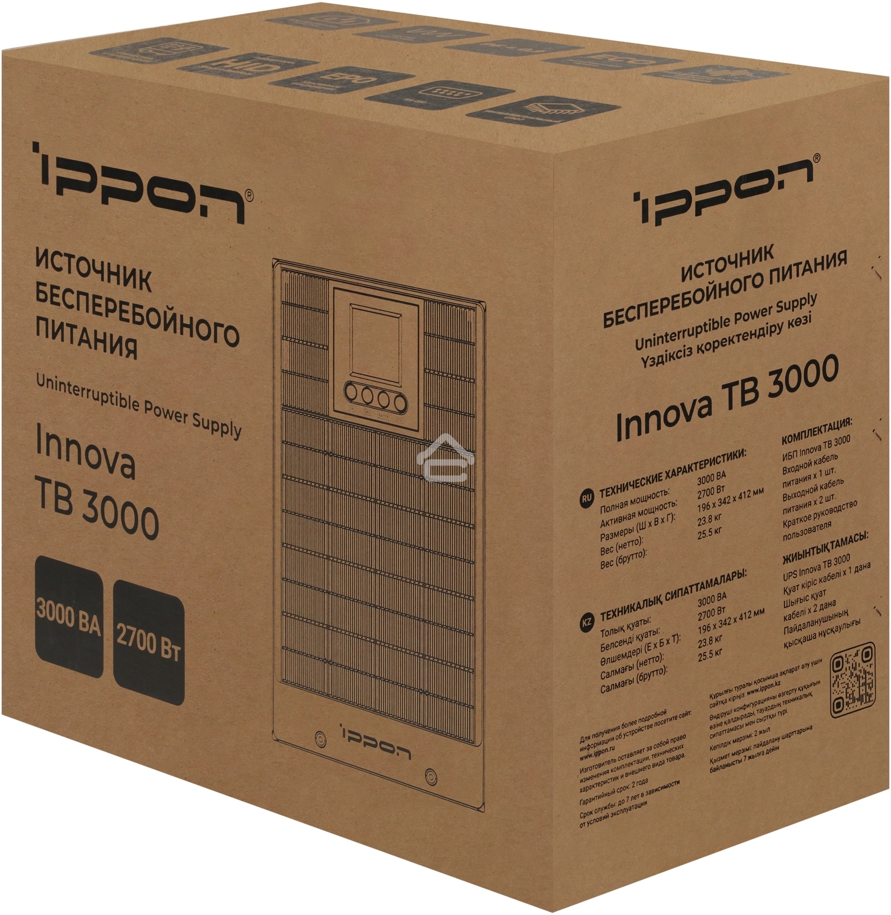 Источник бесперебойного питания Ippon Innova Tb 3000 2700Вт 3000ВА черный