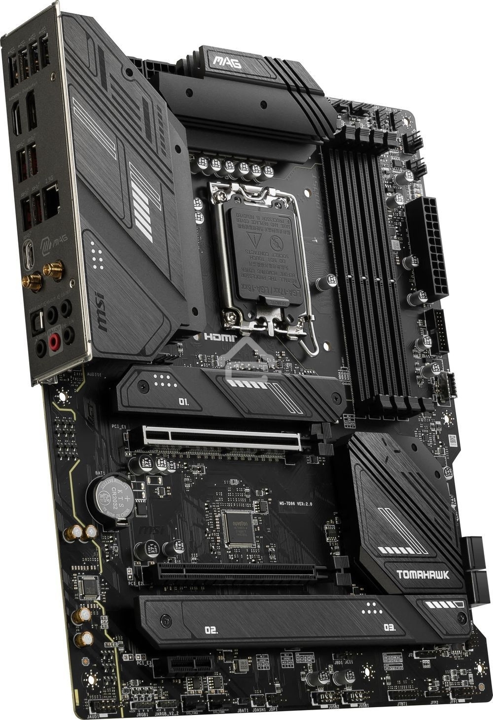 Материнская плата MSI MAG B760 TOMAHAWK WIFI, LGA 1700, Intel B760, 4xDDR5, 4xSATA, 3xM.2, 1xPCI-E 3.0 x4, 1xPCI-E 5.0 x16, 1xHDMI, 1xDP, 1xUSB Type-C, 1x2.5Gb LAN, 4xUSB-A 2.0, 4xUSB-A 3.2 Gen 2, 5x3.5 мм, 7.1, Standard-ATX
