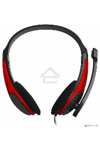 Наушники с микрофоном Oklick HS-M150 черный/красный 2.2м накладные (NO-003N)