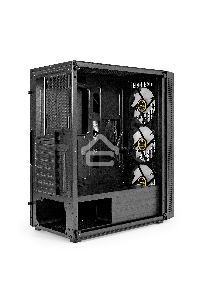 Компьютерный корпус Miditower ExeGate EVO-5001A (ATX, без БП, 2*USB+1*USB3.0+HD Audio, черный, 3 вент.12см с RGB подсветкой, боковая панель - закаленное стекло)