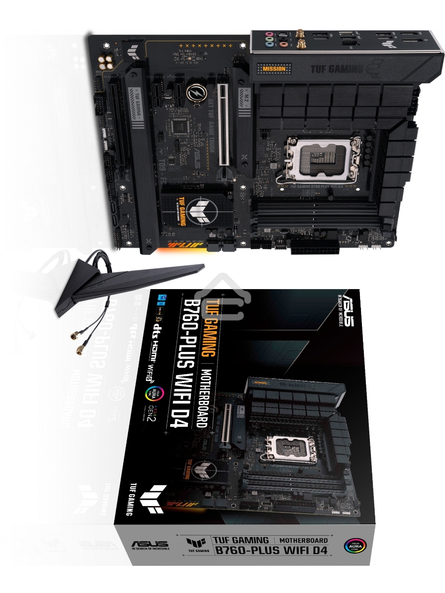 Материнская плата ASUS TUF GAMING B760-PLUS WIFI D4, LGA 1700, Intel B760, 4xDDR4, 4xSATA, 3xM.2, 1xPCI-E 5.0 x16, 1xPCI-E 3.0 x4, 1xUSB-A 3.2 Gen 2, 3xUSB-A 3.2 Gen 1, 1xUSB-C 3.2 Gen 2x2, 1x2.5Gb LAN, 5x3.5 мм, 7.1, Wi-Fi 6, Bluetooth 5.2, Standard-ATX