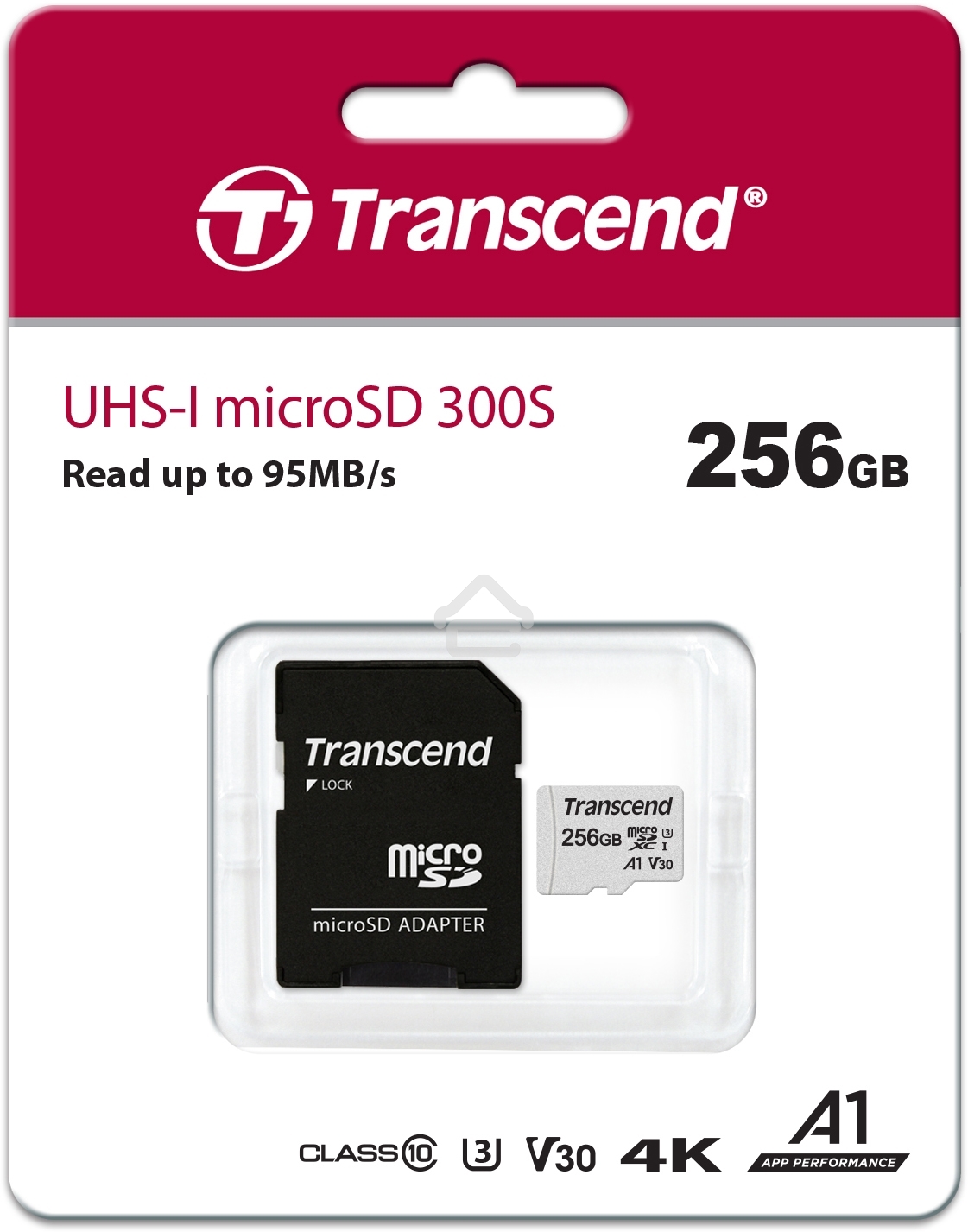 Флеш карта microSD 256Gb Transcend microSDXC Class 10 UHS-I U3, V30, A1, (SD адаптер), TLC