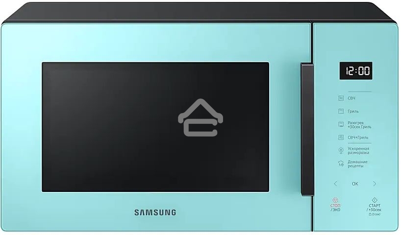 Микроволновая печь Samsung MG23T5018AN/BW голубой, 23 л, 800 Вт, переключатели - сенсор